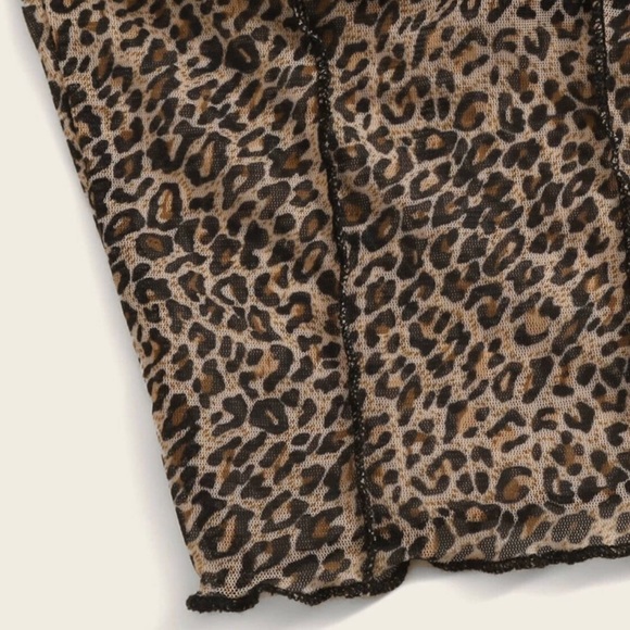 Leopard Crinkled Frill Trim Cami Top - Picture 6 of 8